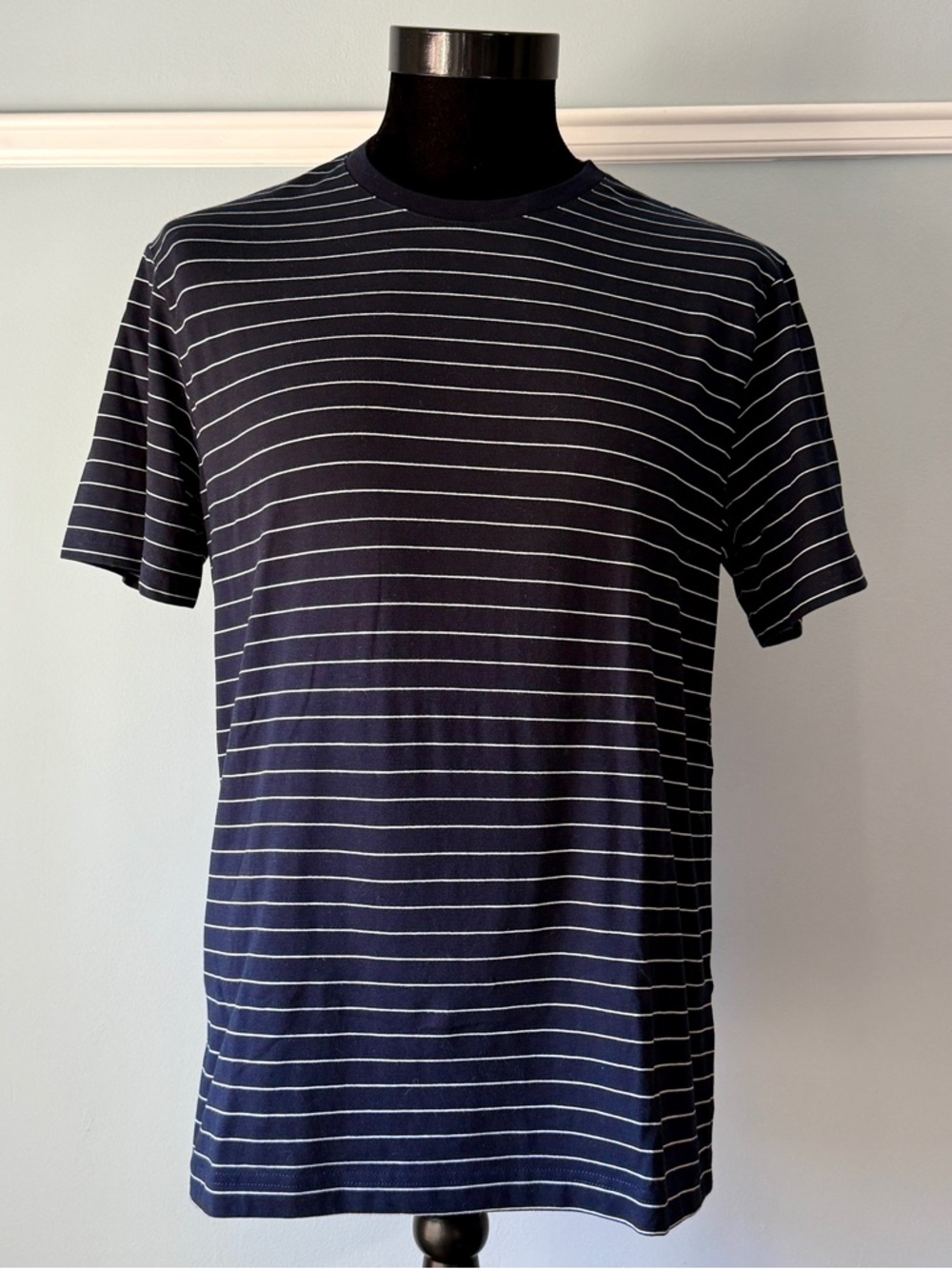 Banana Republic Navy and White Striped Crew Neck T-Shirt